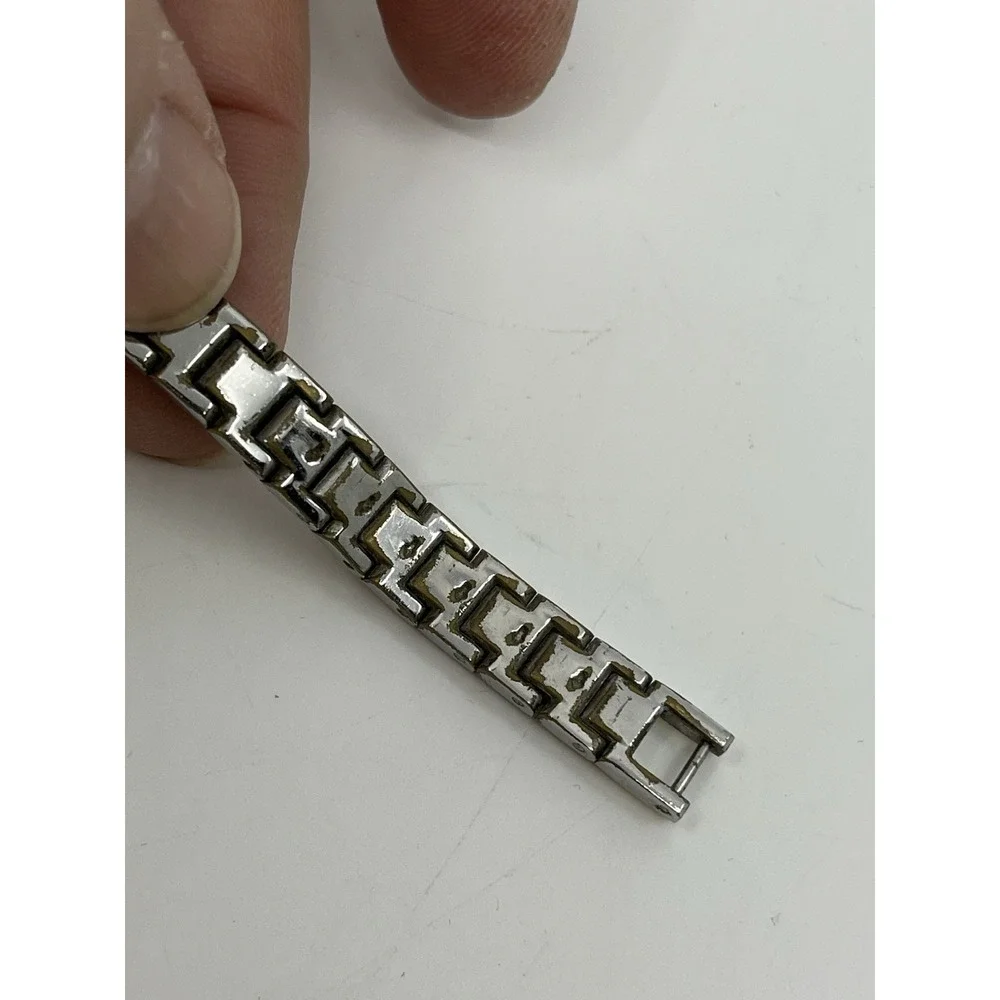 Vintage Elgin Women's Watch Gold Silver Tone Band Diamond Accent Parts Only